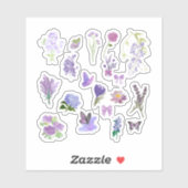 Paarse Bloem Stickerpakket Sticker (Vel)