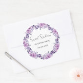 Paarse Bloem Sweet Sixten Ronde Sticker (Envelop)