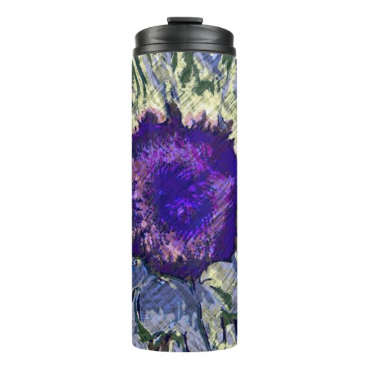 Paarse Bloem Thermische Bekerglas Thermosbeker (Voorkant)