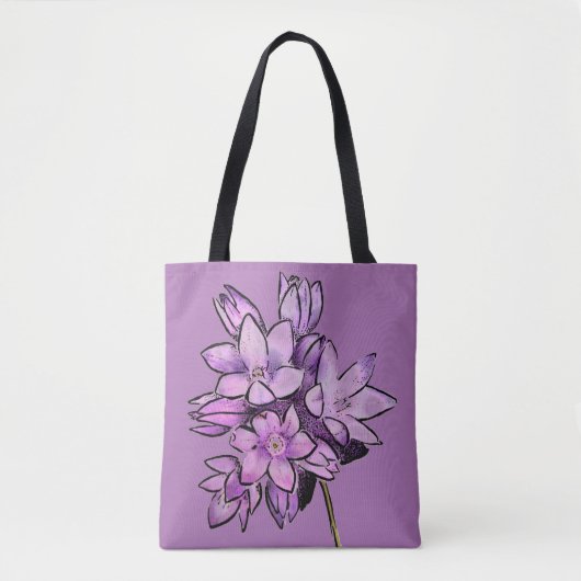 Paarse bloem tote bag (Voorkant)