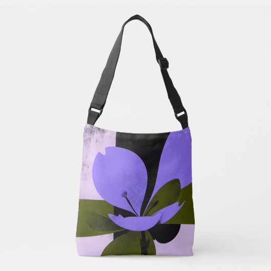 Paarse Bloem Tote Tas – Moderne Abstracte Bloem (Voorkant)