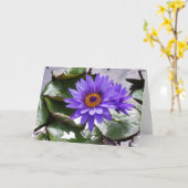 Paarse Bloem Verjaardag Frameable Kaart 7x5 (Gele Bloem)