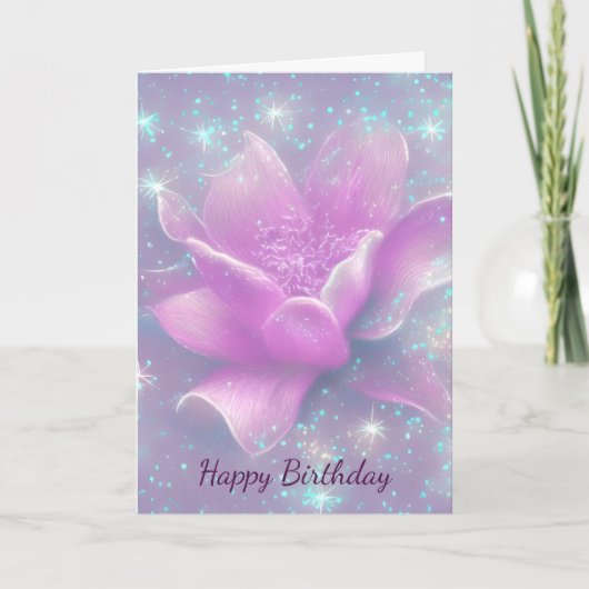 Paarse Bloem Verjaardag Kaart (Voorkant)