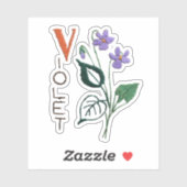 Paarse Bloem - Violet Februari Geboortebloem Sticker (Vel)