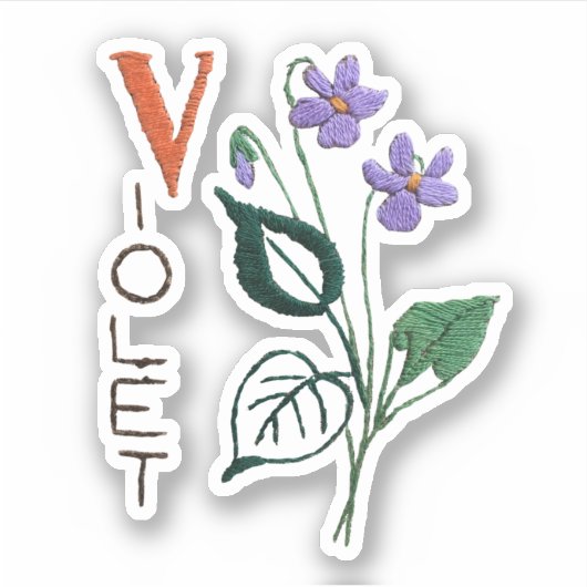 Paarse Bloem - Violet Februari Geboortebloem Sticker (Voorkant)