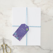 Paarse Bloem Vlinder Bruiloft Feest Cadeaulabel (Met Touw)