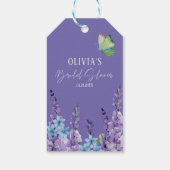 Paarse Bloem Vlinder Bruiloft Feest Cadeaulabel (Achterkant)