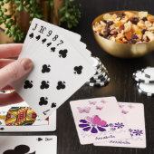 Paarse Bloem & Vlinder Doodle Jouw naam Pokerkaarten (Insitu)