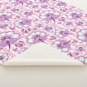 Paarse Bloem & Vlinders Patroon Sherpa Deken (3/4)