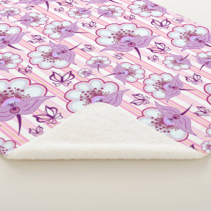 Paarse Bloem & Vlinders Patroon Sherpa Deken