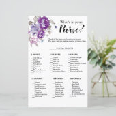 Paarse Bloem Wat Zit Er In Je Tas Bruiloftsspel (Staand voorkant)