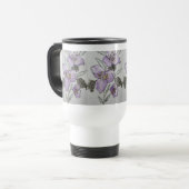 Paarse Bloem Watercolor Design Reisbeker (Voorkant links)