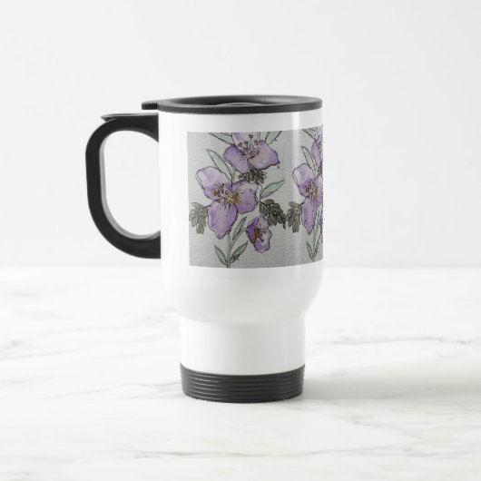 Paarse Bloem Watercolor Design Reisbeker (Links)