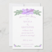 Paarse Bloem Watercolor Save Our Date / Save The Date (Voorkant)