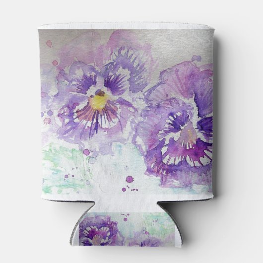 Paarse bloem Waterverf Blikjeskoeler (Achterkant)