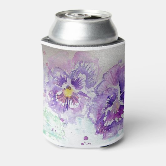 Paarse bloem Waterverf Blikjeskoeler (Blikje Achterkant)