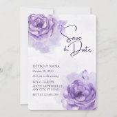 Paarse bloem waterverf bruiloft kaart (Voorkant)