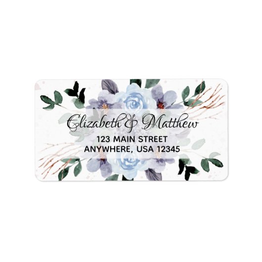 Paarse Bloem Waterverf Retouradres Etiket (Voorkant)