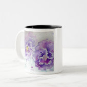 Paarse bloem Waterverf Tweekleurige Koffiemok (Voorkant links)