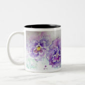 Paarse bloem Waterverf Tweekleurige Koffiemok (Links)