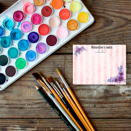  paarse bloem & zacht roze strepen 4" x 3" post-it® notes