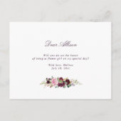paarse bloem... zal je mijn Flowergirl card zijn? Uitnodiging Briefkaart (Achterkant)