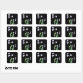 Paarse Bloem Zwart Bloemen Sticker / Seal (Vel)