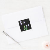 Paarse Bloem Zwart Bloemen Sticker / Seal (Envelop)