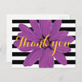 Paarse Bloem zwart-witte strips Briefkaart (Voorkant / Achterkant)