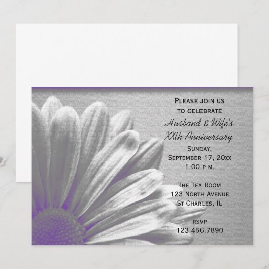 Paarse bloemaccenten Huwelijksjubileum Feest Kaart (Voorkant / Achterkant)