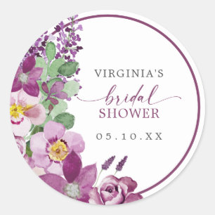 Paarse Bloemachtige Bruidsfeest Sticker