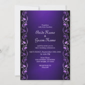 Paarse Bloemachtige Trouw Uitnodiging (Voorkant)