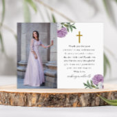  Paarse Bloembevestiging Dank u Foto Briefkaart