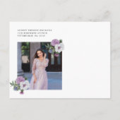  Paarse Bloembevestiging Dank u Foto Briefkaart (Achterkant)