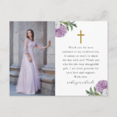  Paarse Bloembevestiging Dank u Foto Briefkaart (Voorkant)