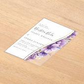 Paarse bloemblaadje nuestra boda spaanse bruiloft acryl uitnodigingen (Laagn)