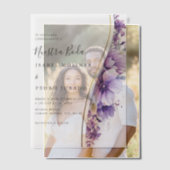 Paarse bloemblaadje nuestra boda spaanse bruiloft vellum uitnodigingen (Offset (Koppel))