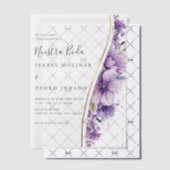 Paarse bloemblaadje nuestra boda spaanse bruiloft vellum uitnodigingen (Offset (Uitnodiging))