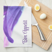 Paarse bloemblaadjes Bon Appetit keukenhanddoek (Quarter Fold)