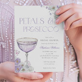 Paarse bloemblaadjes en Prosecco Vrijgezellenfeest Kaart