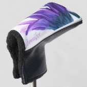 Paarse bloemblaadjes gepersonaliseerde putter Hoes Golfheadcover (3/4 voorkant)