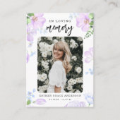 Paarse bloemblaadjes in liefdevolle herinnering Ge Visitekaartje (Voorkant)