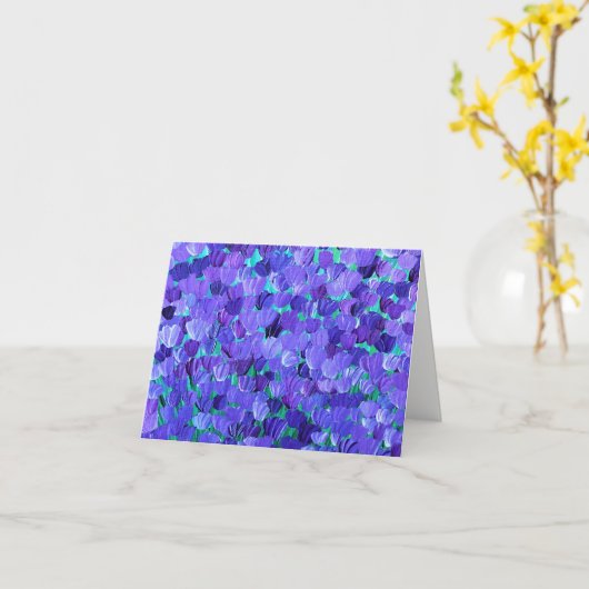 Paarse Bloemblaadjes Kaart (Gele Bloem)