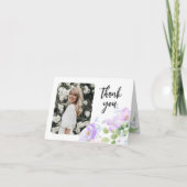 Paarse bloemblaadjes vieren het leven bedankkaart (Voorkant)