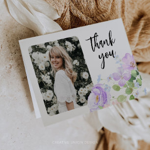 Paarse bloemblaadjes vieren het leven bedankkaart