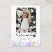 Paarse bloemblaadjes voor altijd in ons hart Kaart Visitekaartje (Voorkant)