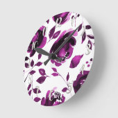 Paarse bloembloemen Waterverven Elegant chic Ronde Klok (Hoek)