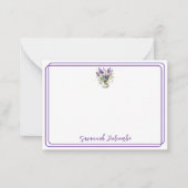 Paarse bloemboeket in een pot flat Notitiekaartje (Voorkant)