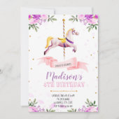 Paarse bloemcarrousel - uitnodiging (Voorkant)