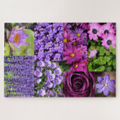 Paarse Bloemcollage Legpuzzel (Horizontaal)